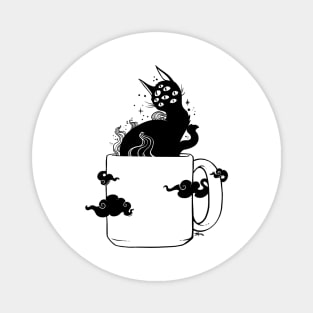 Cute Weirdcore Cat In A Coffee Tea Cup Magnet